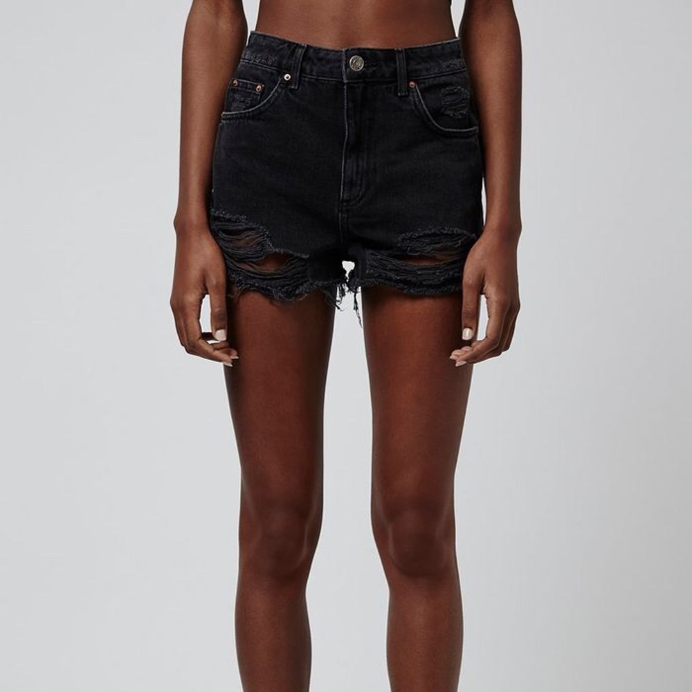 Topshop Black Denim Shorts